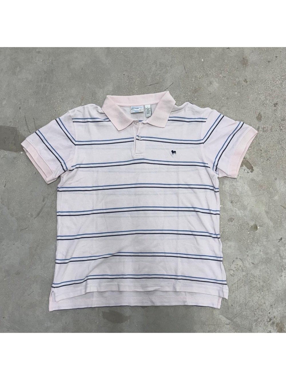 Aeropostale Men's Slim Fit Polo Shirt Large Light Pink Striped